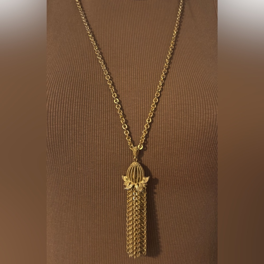 Monet Gold Necklace with Tassel Pendant